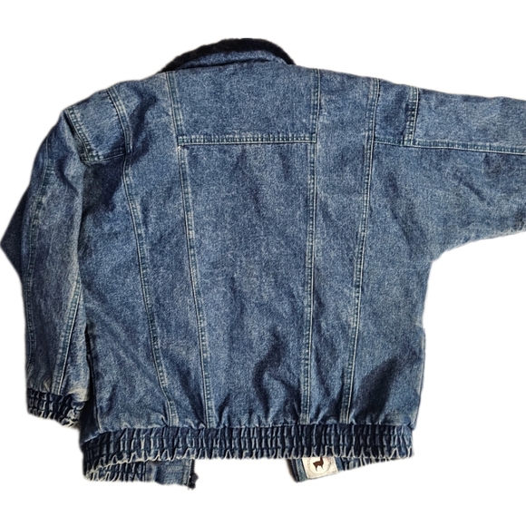 Truckee River Llama Ranch 80s Denim Bomber Jacket Fur Lining W-878 - Picture 9 of 16